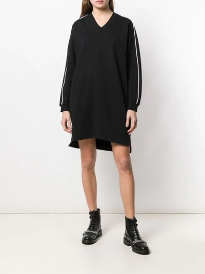 Shop Kenzo Logo Print Sweatshirt Dress In Black