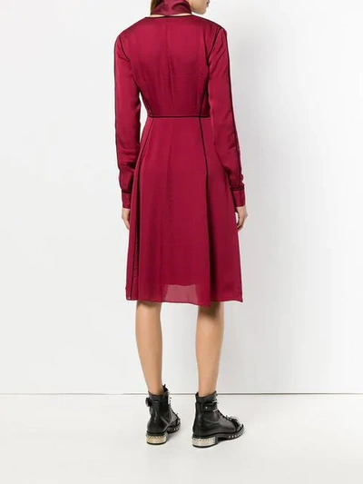 Shop Karl Lagerfeld Logo Bow Flared Dress In Red