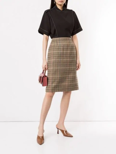 Pre-owned Burberry Plaid Straight Skirt In Brown