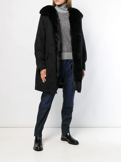 Shop Moncler Hooded Parka Coat In 999 Black