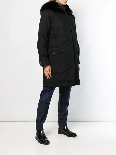 Shop Moncler Hooded Parka Coat In 999 Black