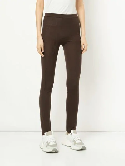 Shop Rick Owens Knitted Leggings In Brown