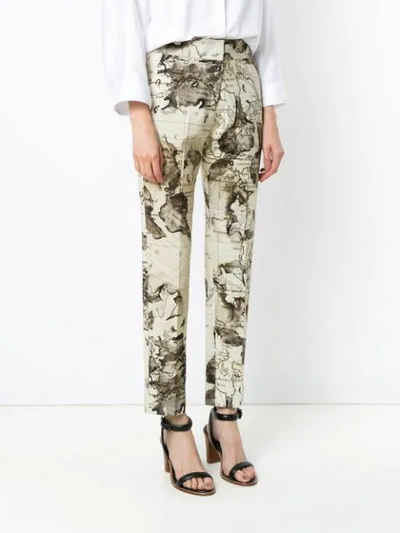 Shop Andrea Marques Map Print Straight Trousers In Est Mapa Natural