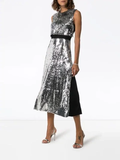 Shop Stella Mccartney Sequin Front Double-layer Dress In Metallic