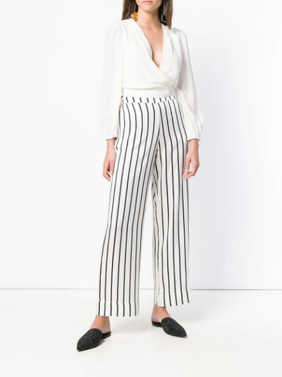 Shop Asceno Straight Trousers - White