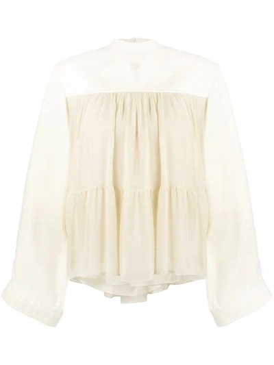 Shop Chloé Tiered Ruffled Blouse In Yellow