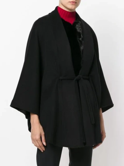 Shop Cara Mila Savannah Fur Cape In Black