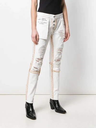 Shop Ben Taverniti Unravel Project Reversed Distressed Jeans In White