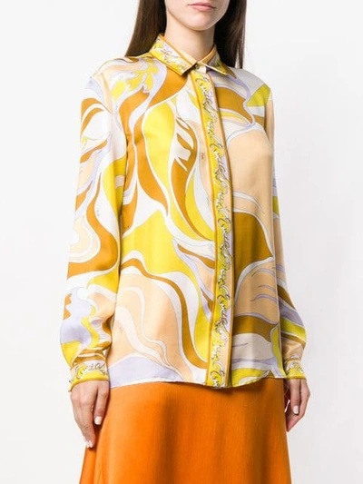 Shop Emilio Pucci Yellow Rivera Print Silk Shirt