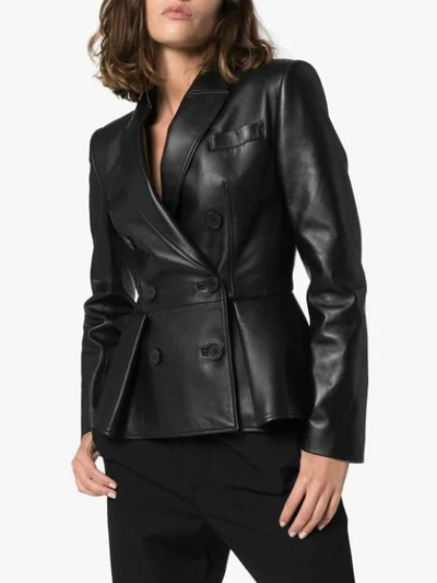 Shop Alexander Mcqueen Double-breasted Peplum Jacket  In Black