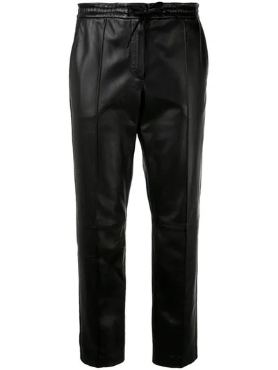 Shop Yves Salomon Cropped Leather Trousers In Black