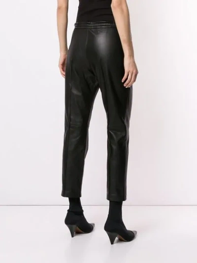 Shop Yves Salomon Cropped Leather Trousers In Black