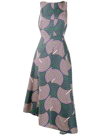 Shop La Doublej Printed Asymmetric Dress In Green