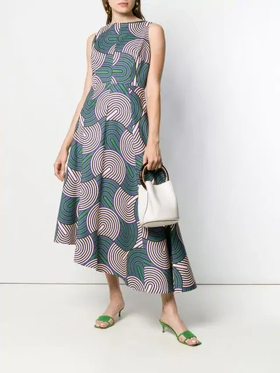 Shop La Doublej Printed Asymmetric Dress In Green