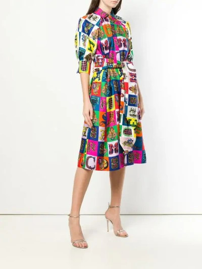 Shop Versace Printed Belted Dress In White