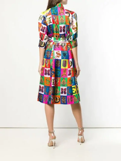 Shop Versace Printed Belted Dress In White