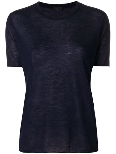 Shop Joseph Cashair Knitted T-shirt In Blue