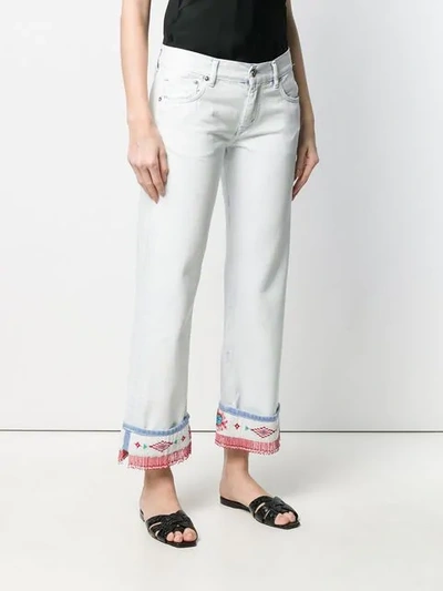 Shop Alanui Low-rise Straight Trousers In Blue