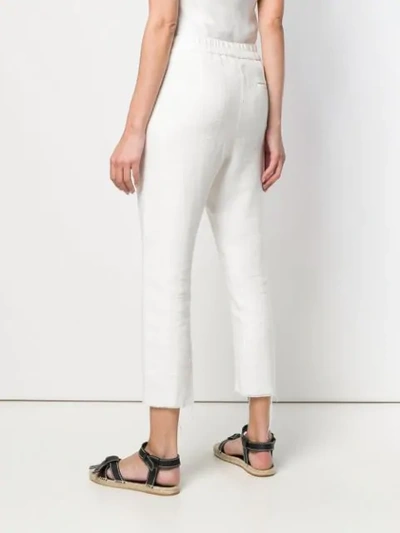 Shop Ann Demeulemeester Ripped Detail Cropped Trousers In White