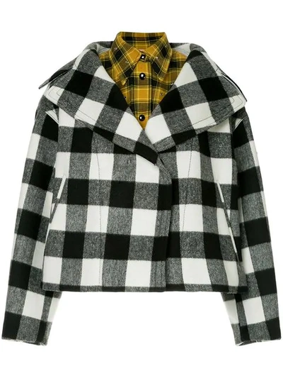 Shop N°21 Oversized Lapel Layered Check Jacket In Multicolour