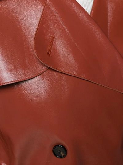 Shop Nina Ricci Double Breasted Leather Coat In Red