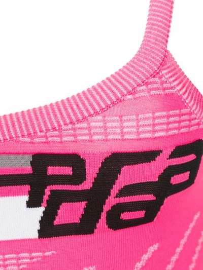 Shop Prada Logo Knit Body In Pink