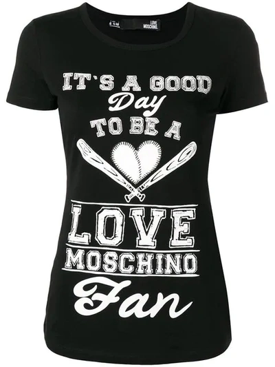 Shop Love Moschino Printed T In Black