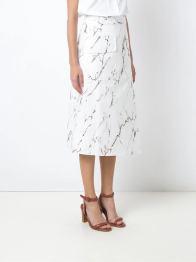 Shop Andrea Marques Printed Midi Skirt In White