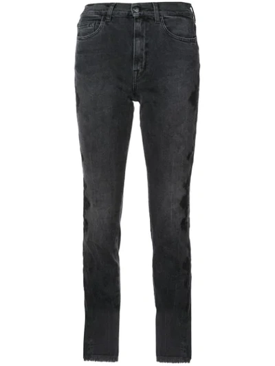Shop Jonathan Simkhai Lace Applique Cropped Jeans In Black
