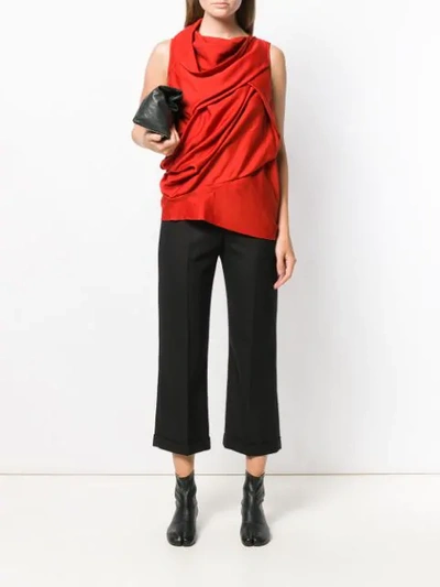 Shop Rick Owens Draped Sleeveless Blouse In Red
