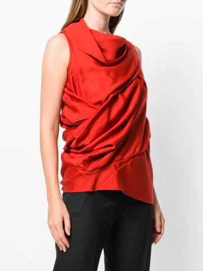 RICK OWENS DRAPED SLEEVELESS BLOUSE - 红色