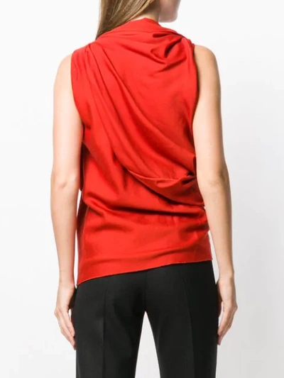 RICK OWENS DRAPED SLEEVELESS BLOUSE - 红色