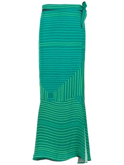 Shop Amir Slama Long Printed Skirt In Green