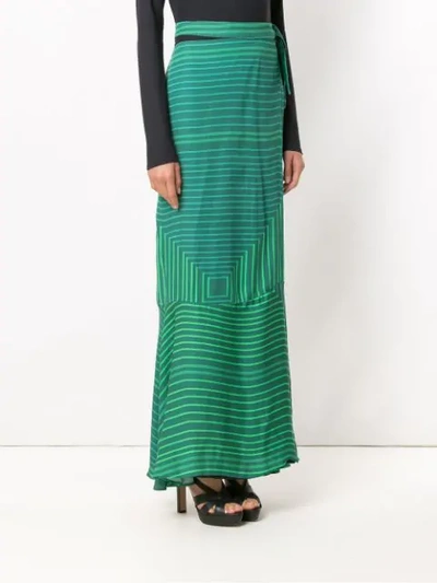 Shop Amir Slama Long Printed Skirt In Green