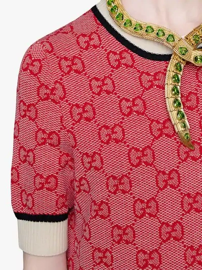 Shop Gucci Gg Knitted Cropped Top In Red