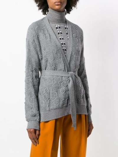 Shop Barrie Beehive Cashmere Cardigan In Grey