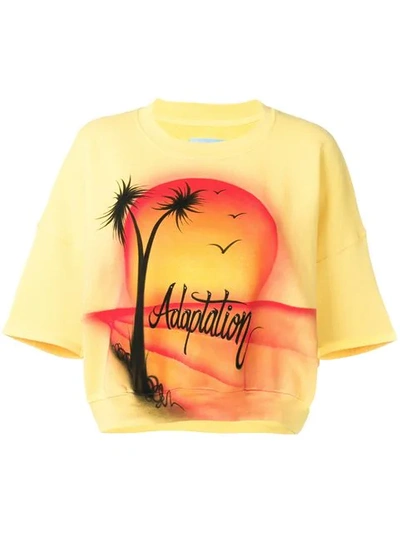 Shop Adaptation Sunset Logo Sweat Tee In Yellow