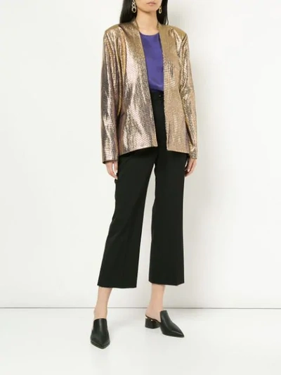 Shop Maison Rabih Kayrouz Straight Fit Blazer In Metallic