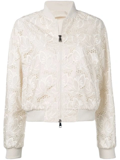 Shop Moncler Tinote Bomber Jacket In Neutrals
