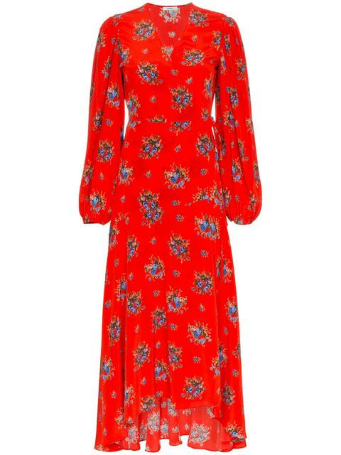 ganni red wrap dress