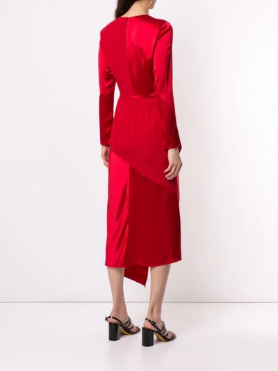 Shop Semsem Asymmetric Midi Dress In Red