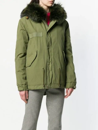Shop Mr & Mrs Italy Fur Trimmed Hooded Parka In Green