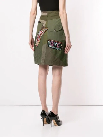 Shop Dolce & Gabbana Camouflage Print Skirt In Green