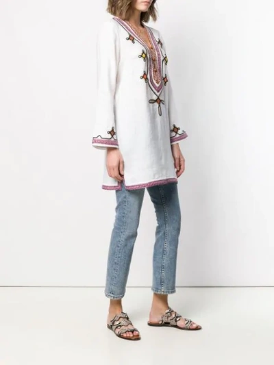Shop Tory Burch Embroidered Tunic In 100 White