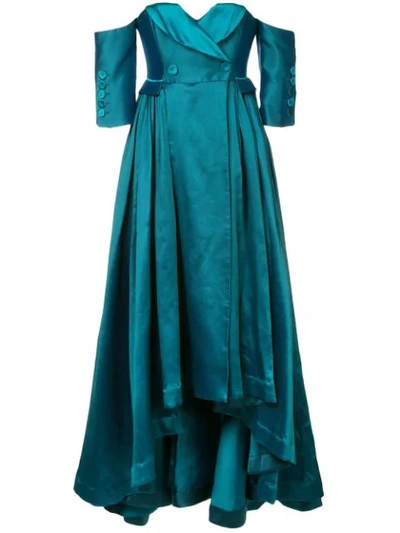 Shop Alexis Mabille Deconstructed Jacket Evening Dress - Blue