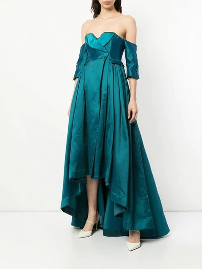 Shop Alexis Mabille Deconstructed Jacket Evening Dress - Blue