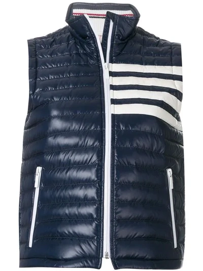 Shop Thom Browne Satin-finished Quilted Down Fill Vest In Nylon Tech In Blue