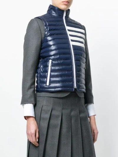 Shop Thom Browne Satin-finished Quilted Down Fill Vest In Nylon Tech In Blue