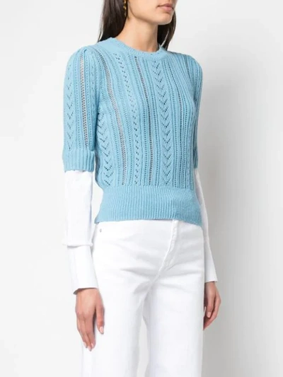 Shop Veronica Beard Fine Knit Sweatshirt In Blue