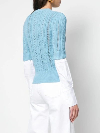 Shop Veronica Beard Fine Knit Sweatshirt In Blue